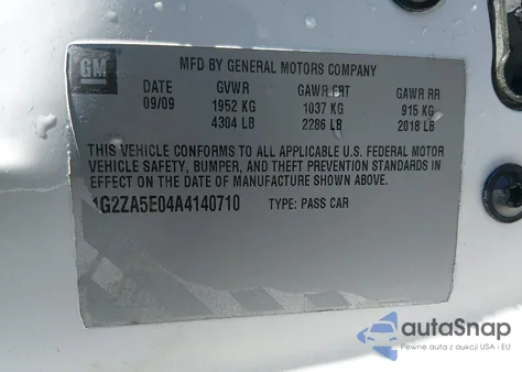 2007 Pontiac G6 from USA, damaged, VIN 1G2ZG58B974277095
